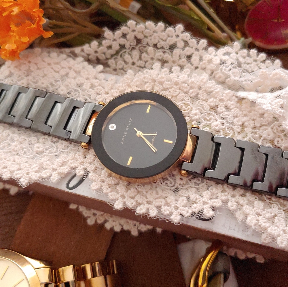 Anne Klein black ceramic band watch 7 in. Wrist